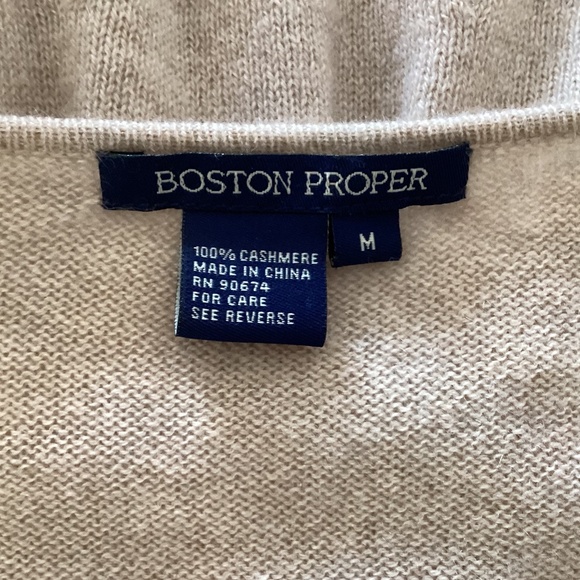 Boston Proper 100% Cashmere Light Beige/Oatmeal V-Neck Tunic Sweater Kimono Slvs - Picture 10 of 13